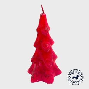 Vintage Large Midcentury Red Holiday Tree Candle